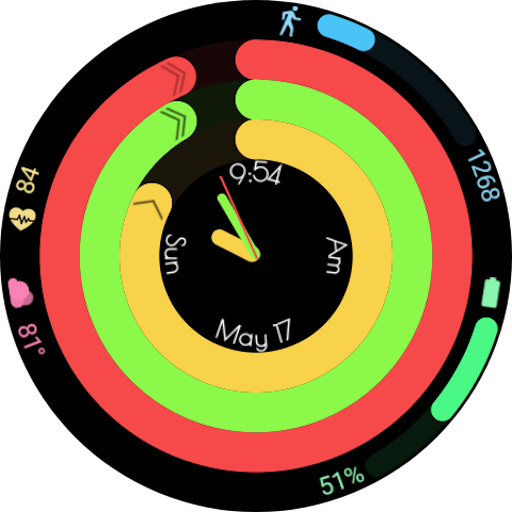 Neon Arcs Analog Watch Face