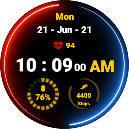 Neon Blue Red Watch Face