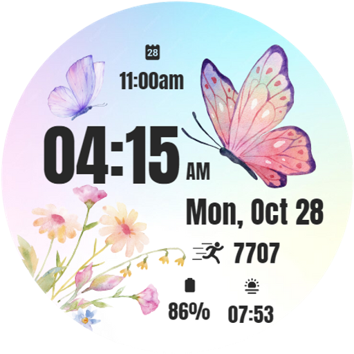 Butterfly Flower Watch Face