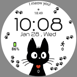 Black Meow Cat Watch face