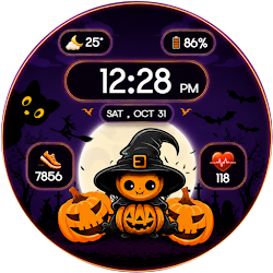 Cute Witch Digital Watch Face