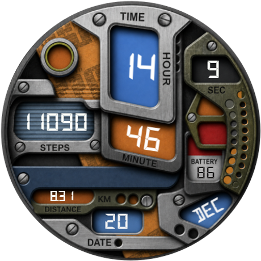 Steel Gear Digital Watch Face