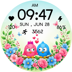 Love Birds Floral Watch Face