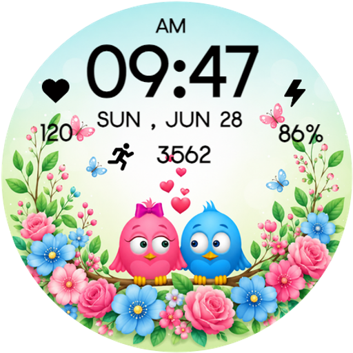 Love Birds Floral Watch Face