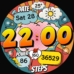 Comic Retro Digital Watch Face