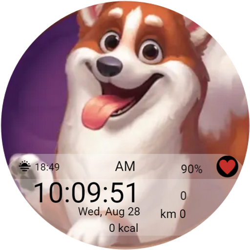 Animated Cute Dog Watch Face