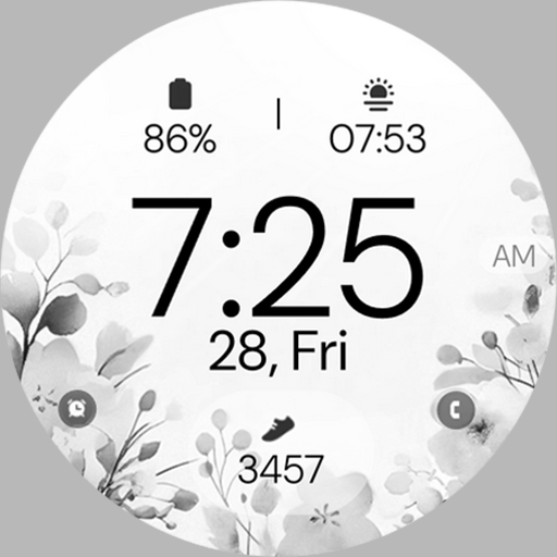 Gray Floral elegant watch face